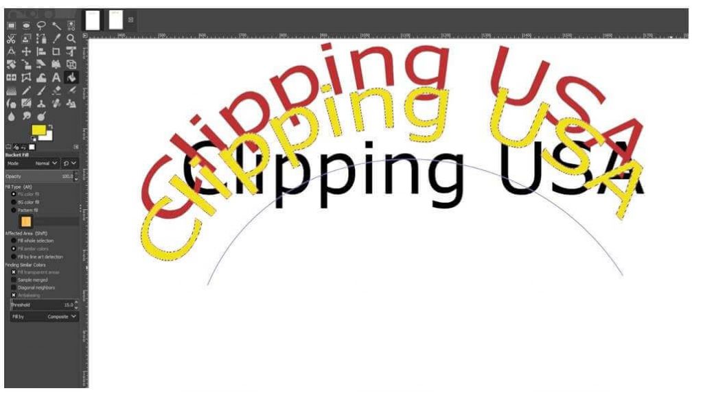 how to curve text in gimp 15